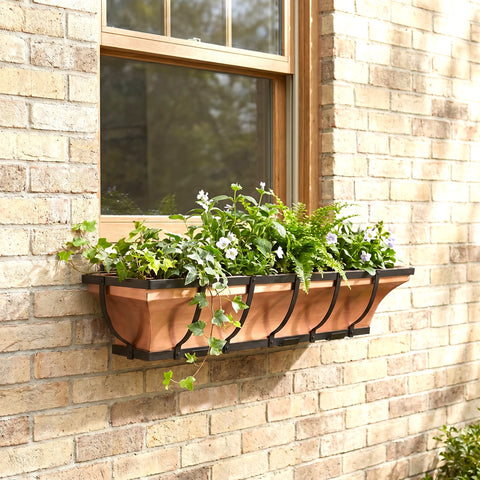 large flower box planters 36-Inch Real Copper Window Box with Metal Frame