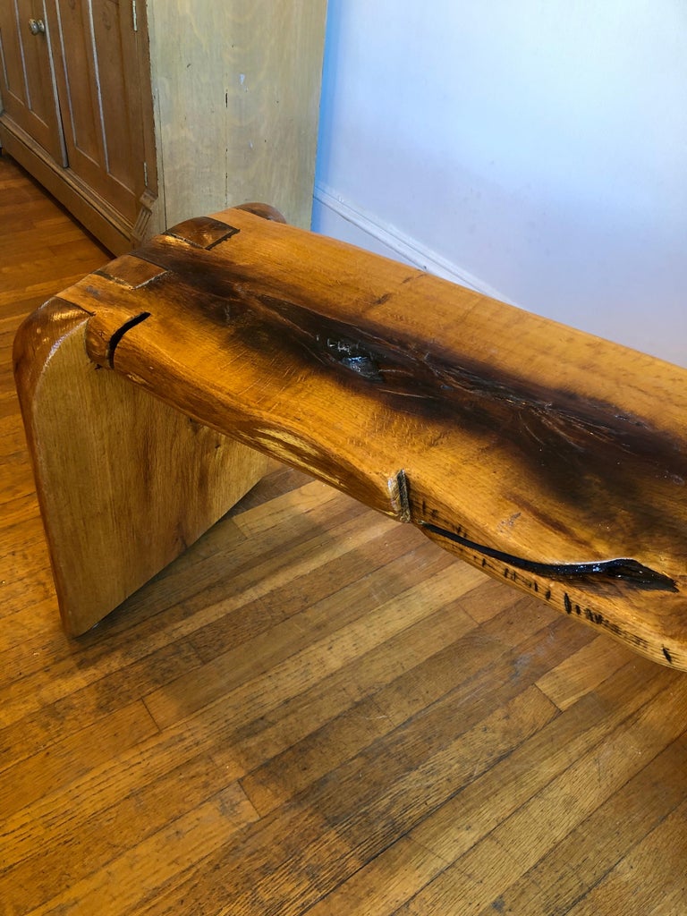 Large Hand-Made Solid Live Edge Bench at 1stDibs | live edge benches for sale, live edge bench ideas, wood log bench ideas