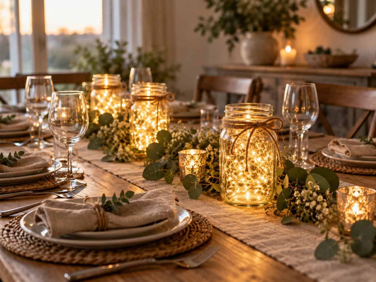 Mason Jar Fairy Light Centerpieces: A Simple Glow for Any Table