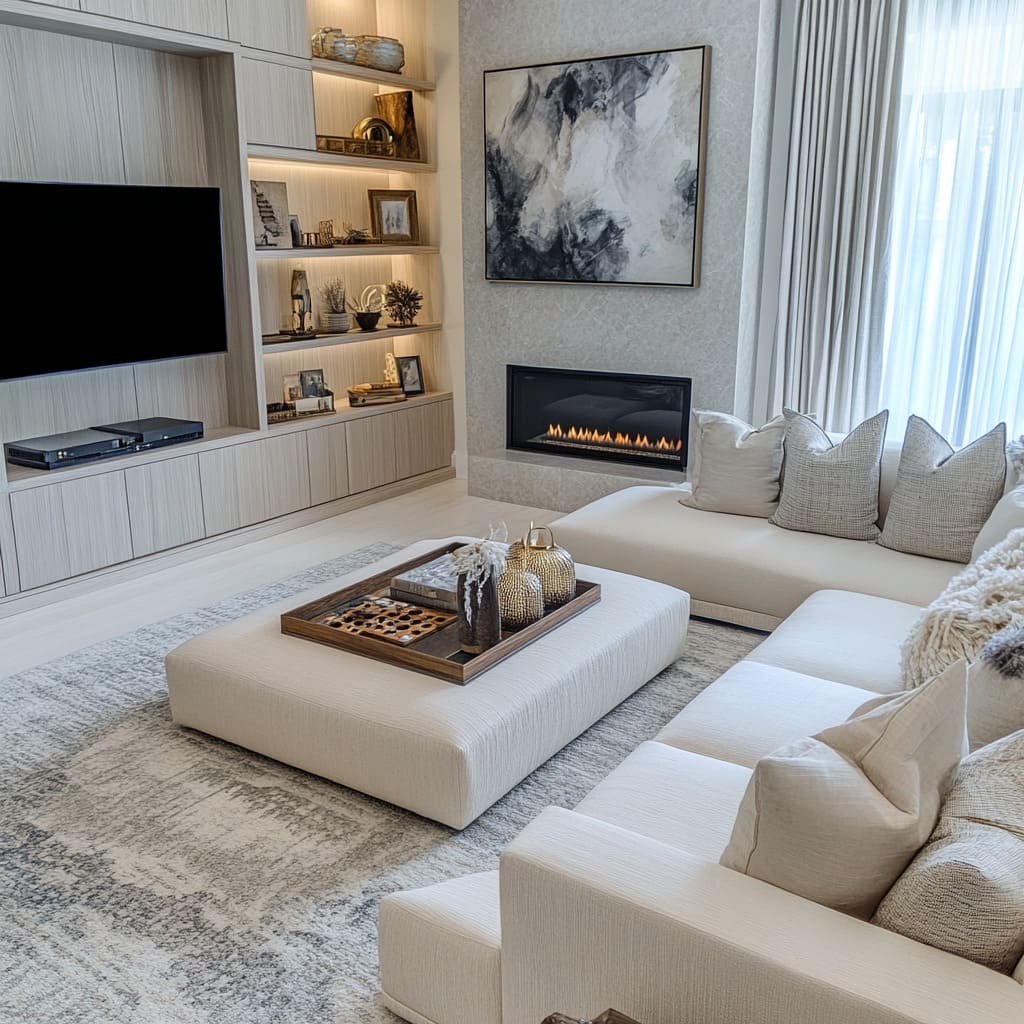 Modern Living Rooms with Fireplaces and TVs Perfectly Paired