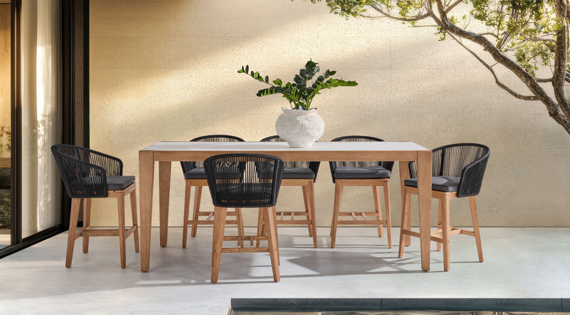 Monument Outdoor Bar Table with Concrete Top | Domayne