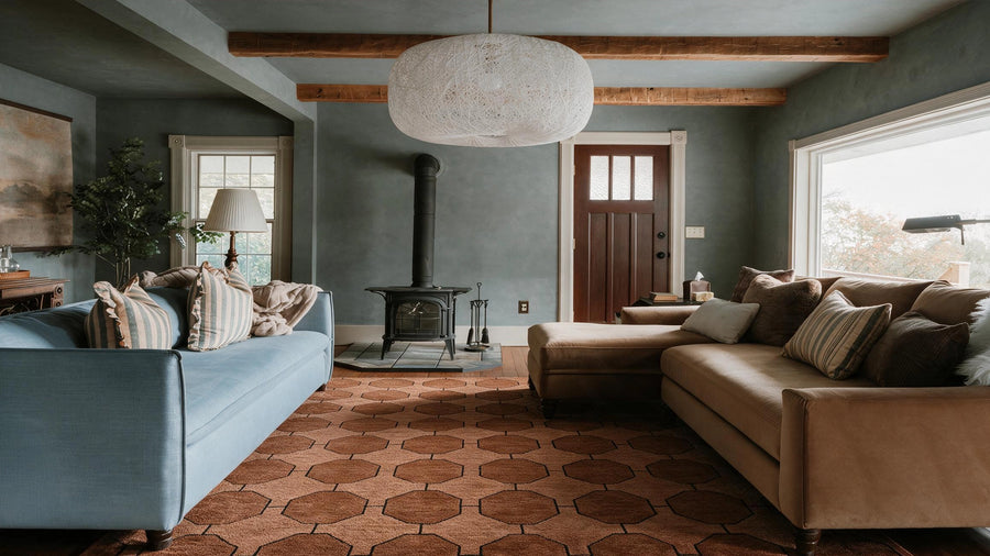 Olive Green Color Block Hand-Tufted Wool Rug | JUBI · JUBI