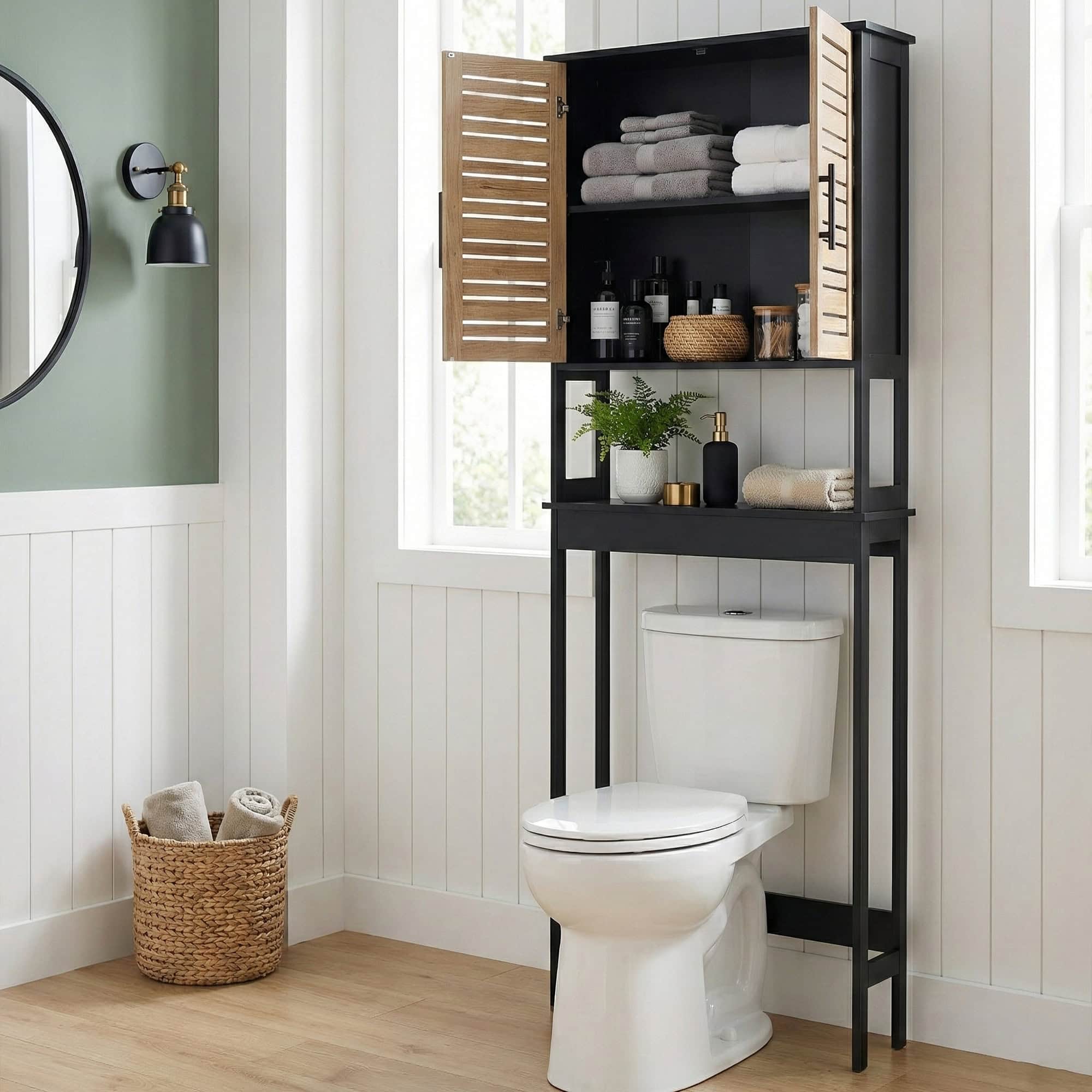 Over Toilet Storage Cabinet Black - Evideco French Home Goods
