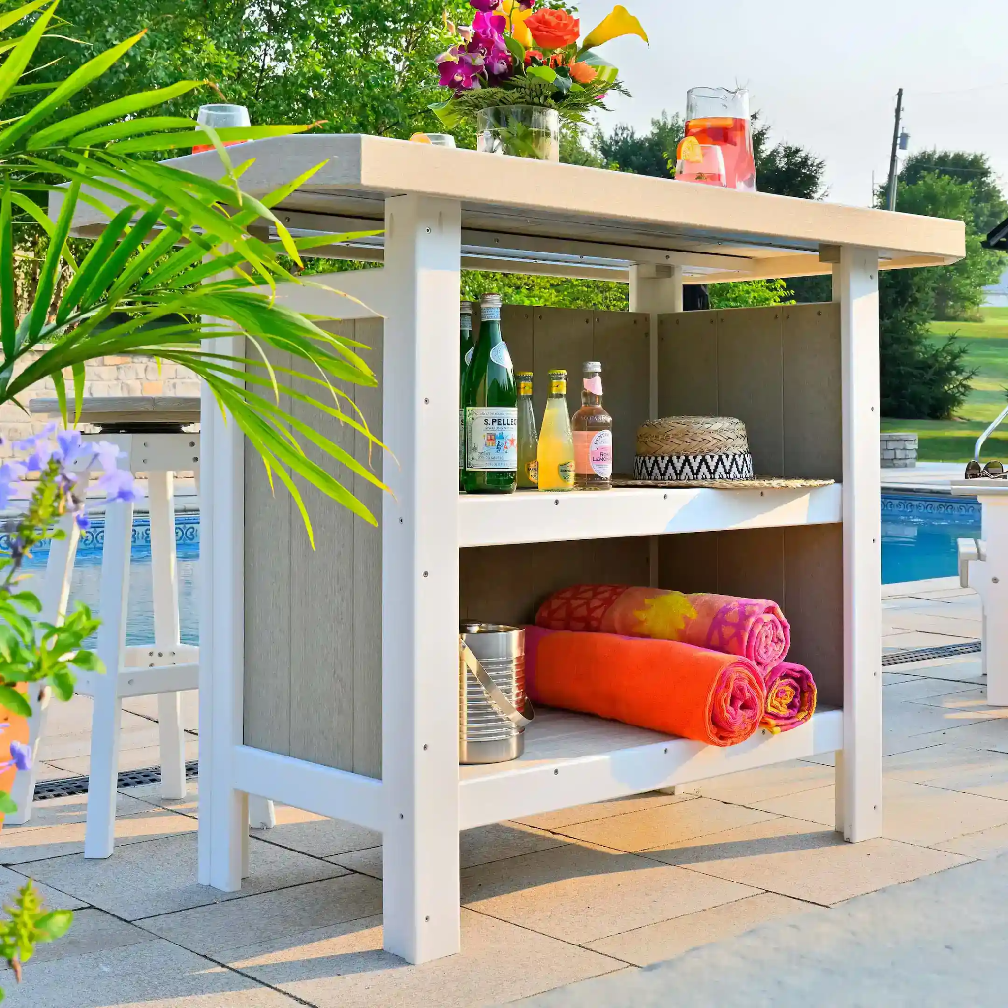 Poly Lumber Serving Bar - Weatherwood