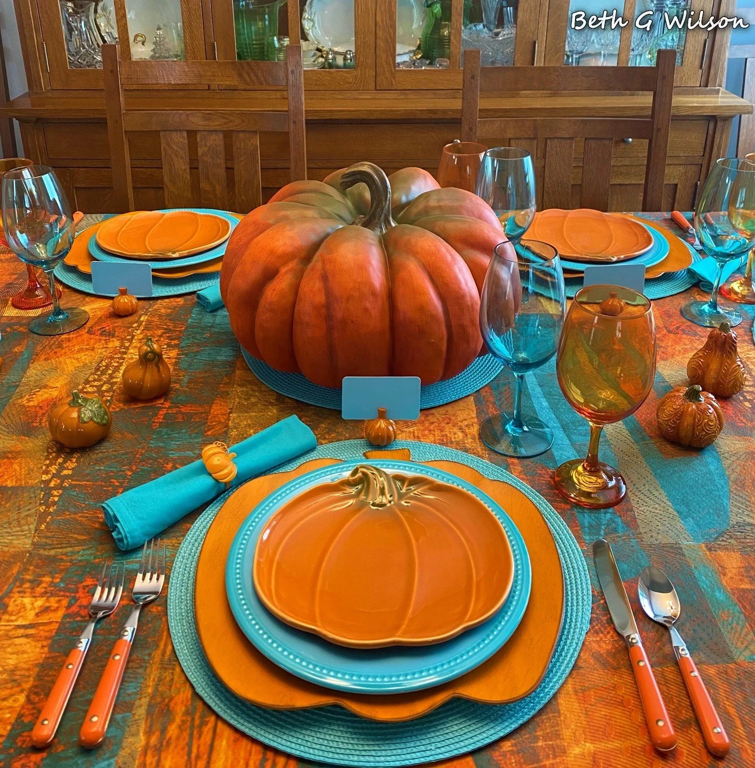 Pumpkins on a Fall Tablescape — Whispers of the Heart