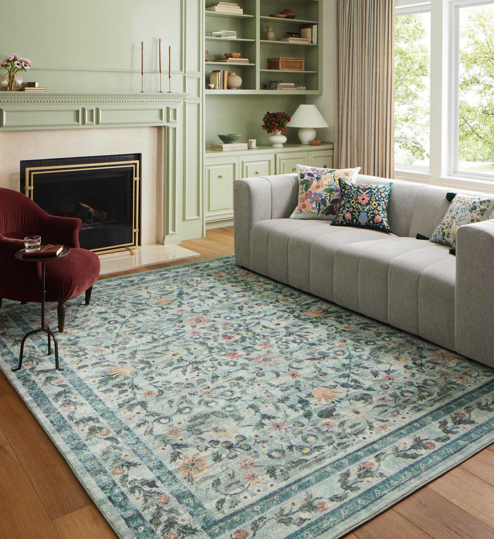 Rifle Paper Co. x Loloi Courtyard Rug, COU-03 3'6' x 5'6' / Sage