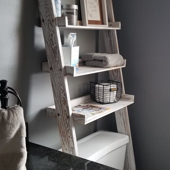 Solid Wood Over the Toilet Storage Ladder | Foter