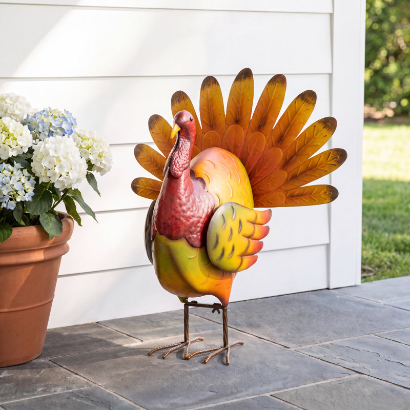 The Holiday Aisle® Thanksgiving Metal Turkey Porch Decor & Reviews | Birch Lane