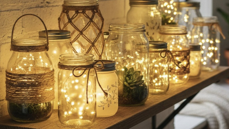 Turn Old Mason Jars Into A Beautiful Centerpiece That Adds Lights And Whimsy