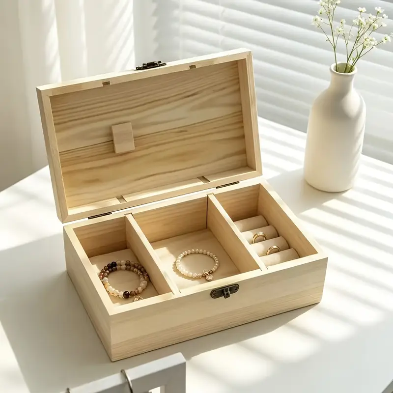 unpainted wooden box craft storage jewelry gift - Temu Latvia