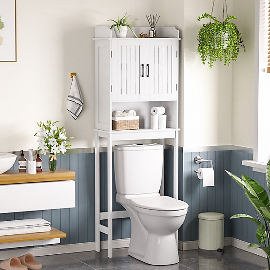 Veikous Bathroom Over-the-Toilet Storage 21.7 x 66.9 x 7.1in. Composite Rectangular Shelf, White at Tractor Supply Co