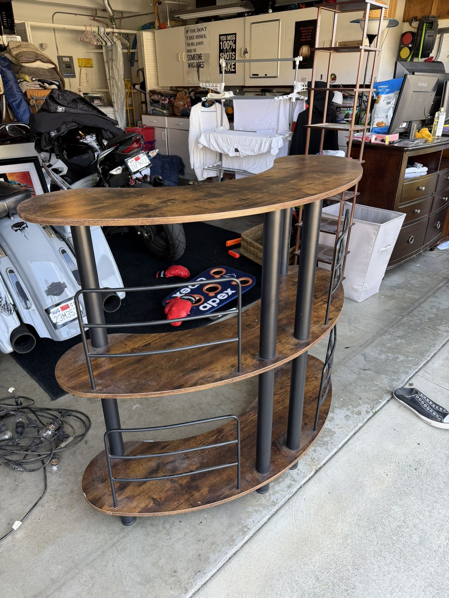 Vintiquewise Rustic Wooden Outdoor Bar Counter with Roof Beautiful Bar Stand