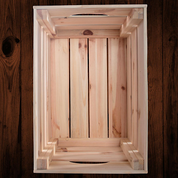 Woodeedoo Large Strong Stackable Wooden Crate Solid Pine Apple Box Hamper Storage Organiser Decorative Display Shelf