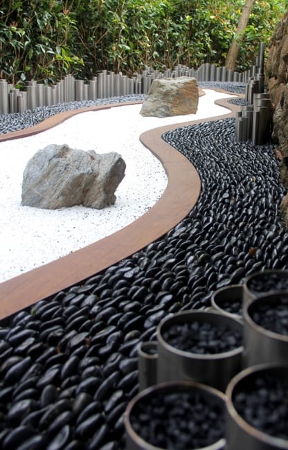 Yard Landscaping with Black Rocks, Popular Stone Types for Modern Landscape Design