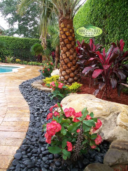 Yard Landscaping with Black Rocks, Popular Stone Types for Modern Landscape Design
