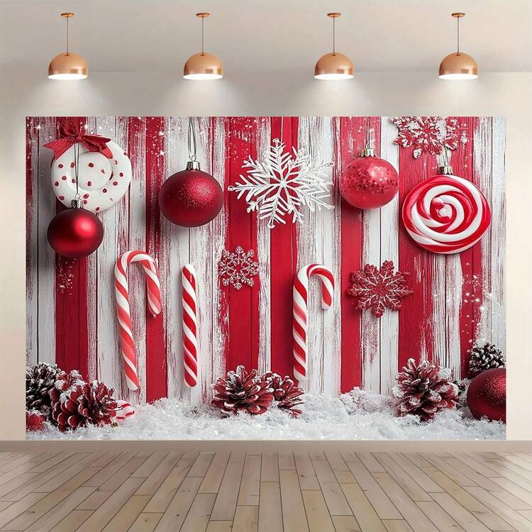 1 Piece Festive Christmas Backdrop Cloth - Red And White Stripes With  Snowflakes, Candy Canes Perfect For Christmas, New Year, Family Gatherings,  Parties, Weddings, Birthdays, Anniversaries, Themed 