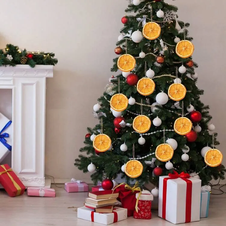 10/20/50pcs Felt Dried Orange Slice Hanging Ornaments, Natural Citrus Slice Shaped Pendants, Christmas Decoration, Home Christmas Decor, Christmas Gift, Winter Decoration, Indoor Outdoor Decoration,