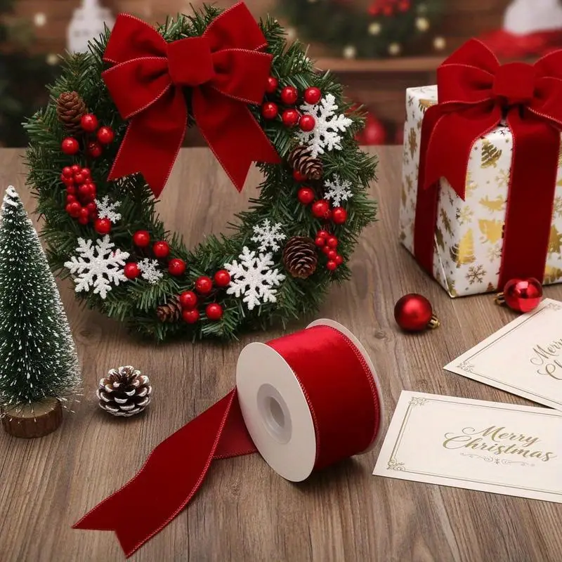 10yards/63mm(*)/1roll Holiday Decoration Wired Edge Ribbon, Striped Plaid  Ribbon, Suitable for Christmas Tree Decoration/Gift Wrapping/Handmade DIY  Production/Wedding Decoration/Ribbon Wreath, Warm 
