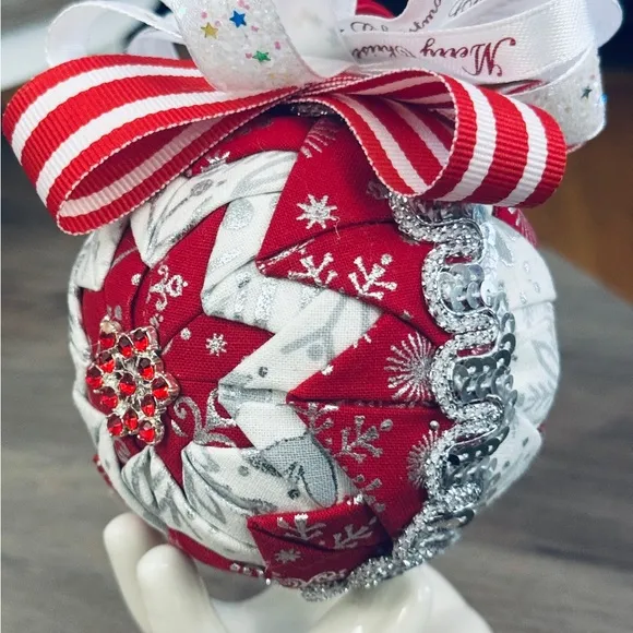 11 Christmas Ornament, Peppermint Candy, Red/White, Handmade, Holiday Tree  Gift