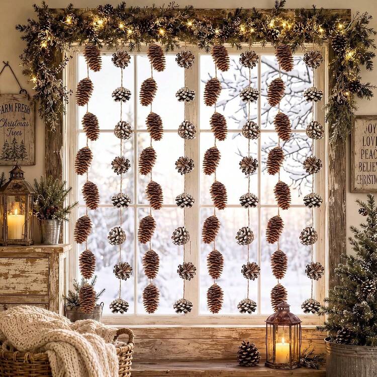 11pcs Artificial Pine Cone Christmas Decorations (Includes 39.37 Inch  Hanging Rope) - Suitable For Christmas Tree, Holiday Decor, Theme Party  Props, DIY Wreath, Creating Festive Atmosphere; Perfect 