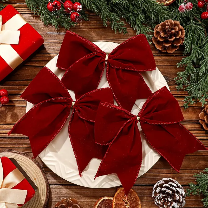 12 christmas plush bow knots 6 inches style wreath - Temu Bahrain