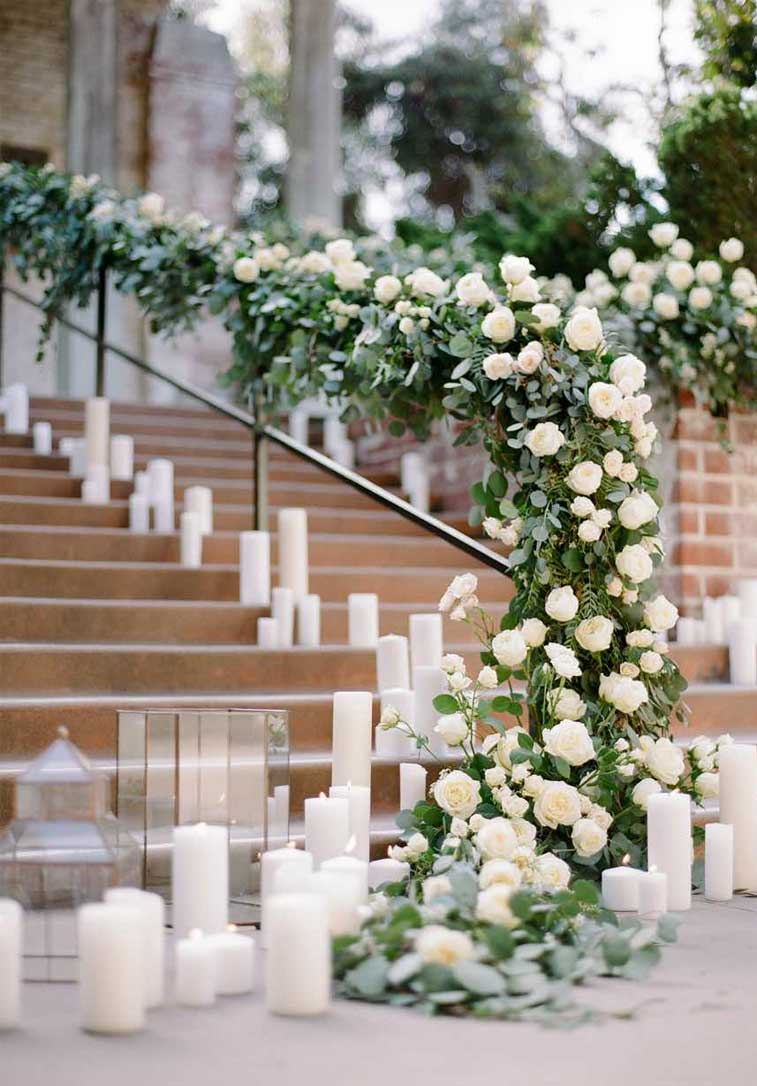 12 Fabulous wedding staircase decoration ideas | Wedding stair decor