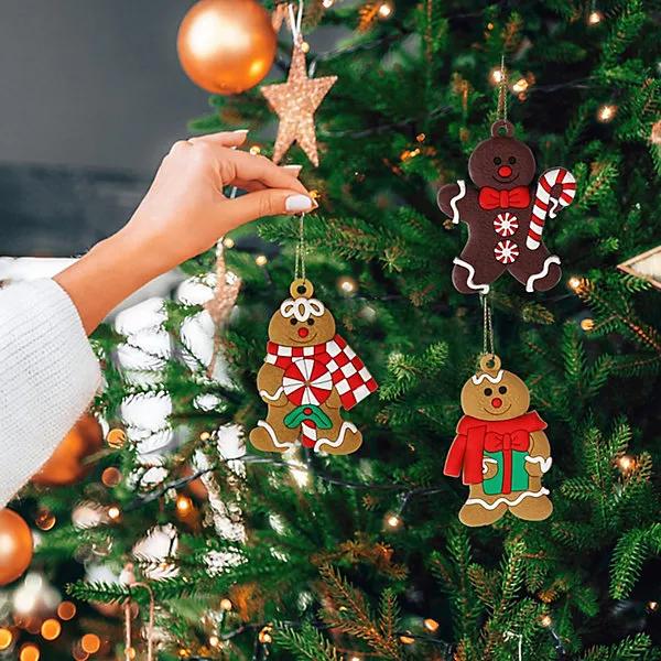 12pcs Gingerbread Man Ornaments for Christmas Tree Assorted Plastic  Ornaments for Christmas Tree Hanging Decorations