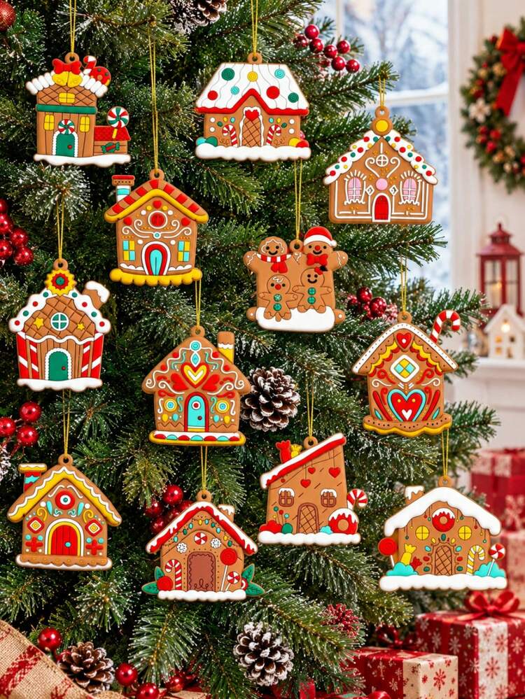 12pcs Random Christmas Hanging Ornaments, Christmas Gingerbread Man Hanging  Decor, Christmas Tree Gingerbread Decorations, Includes Gingerbread House  Hanging Decor, Christmas Tree Hanging Party ...