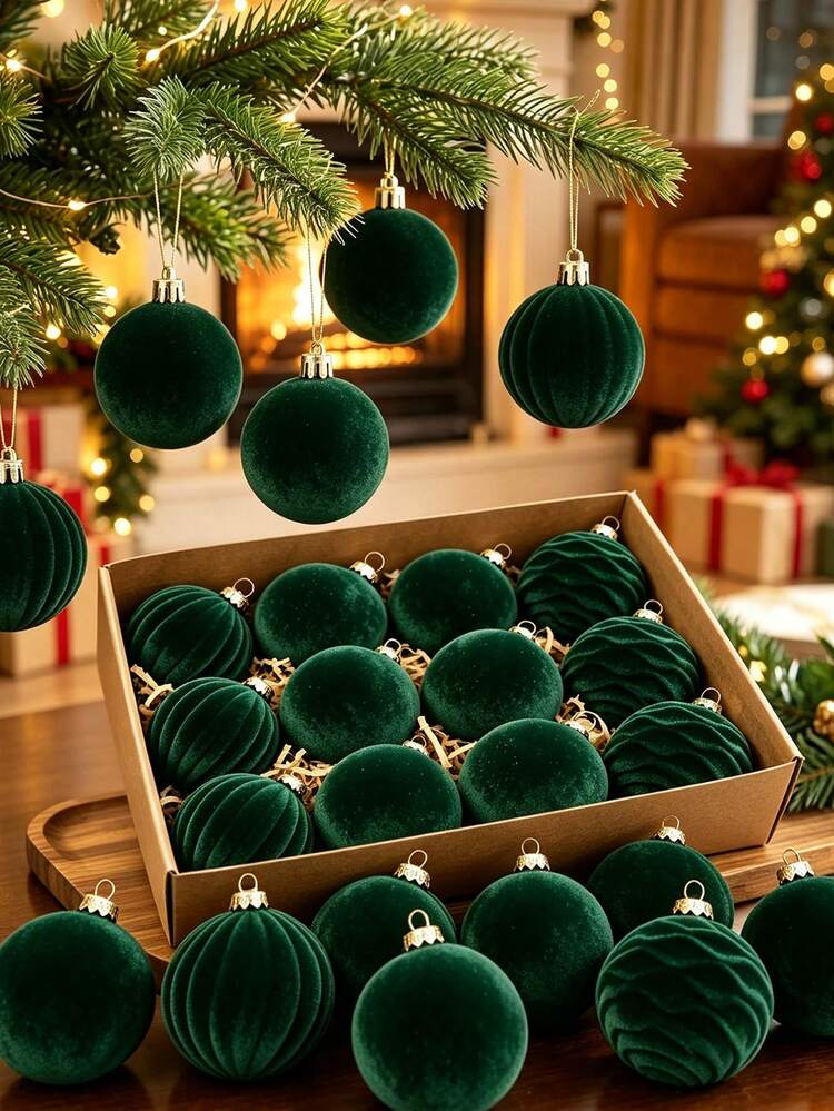 12pcs Velvet Christmas Tree Ornaments, Merry Christmas Decorations, Dark  Green Christmas Ball Decor, Christmas Decorations, Green Christmas Ball,  Christmas Hanging Decor, Home Decor, Christmas ...