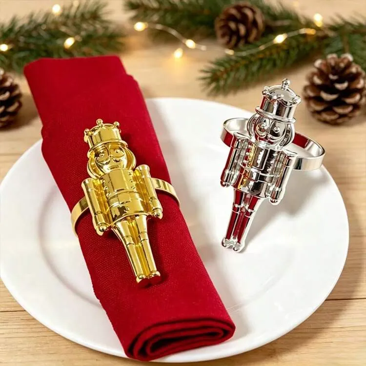 12pcs/Gold Nutcracker Napkin Rings, Soldier Napkin Holders, Christmas Table  Decor Napkin Holders, Holiday Party Napkin Rings, Christmas Tabletop  Restaurant Decor, Christmas Gifts - Product Video