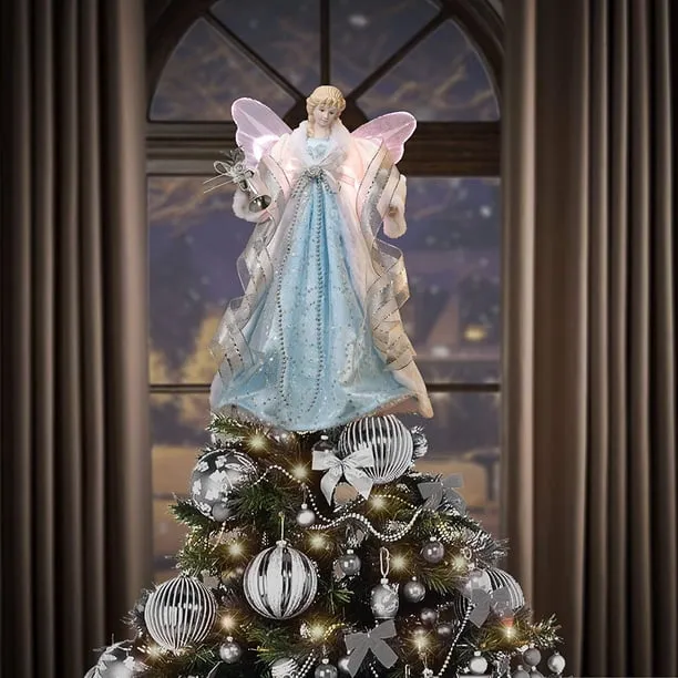15.7 Inch Pre-Lit Blue Silver Christmas Angel Tree Topper, Angel Tree Top  with 10 Warm LED Lights for Christmas Tree Decoration, Battery Operated(Not  Included) - Walmart.ca