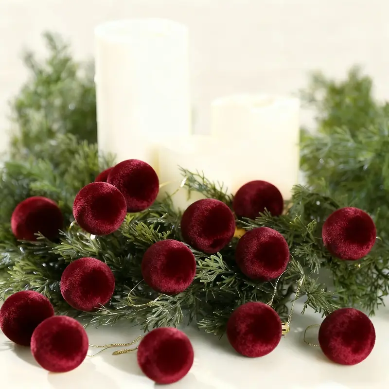 15pcs burgundy velvet christmas ornament balls 6cm wine red - Temu Mauritius