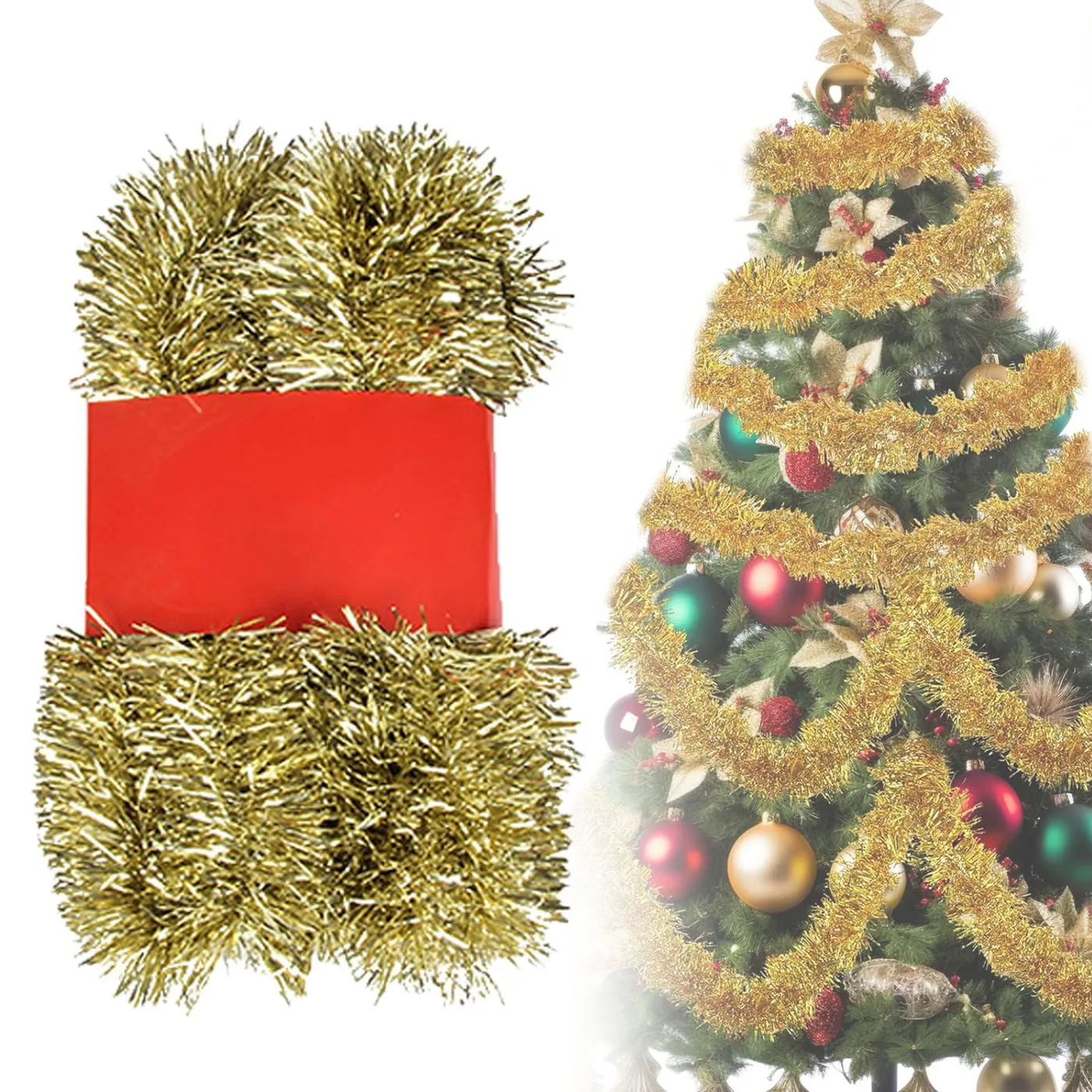 16.4Ft Xmas Tinsel Garland Decor,Christmas Metallic Garlands Red Green Gold Hanging Garland for Merry Christmas Party Wedding Fireplace Stairs Railing Mantel Wreath Ornaments(Red) - Walmart.com