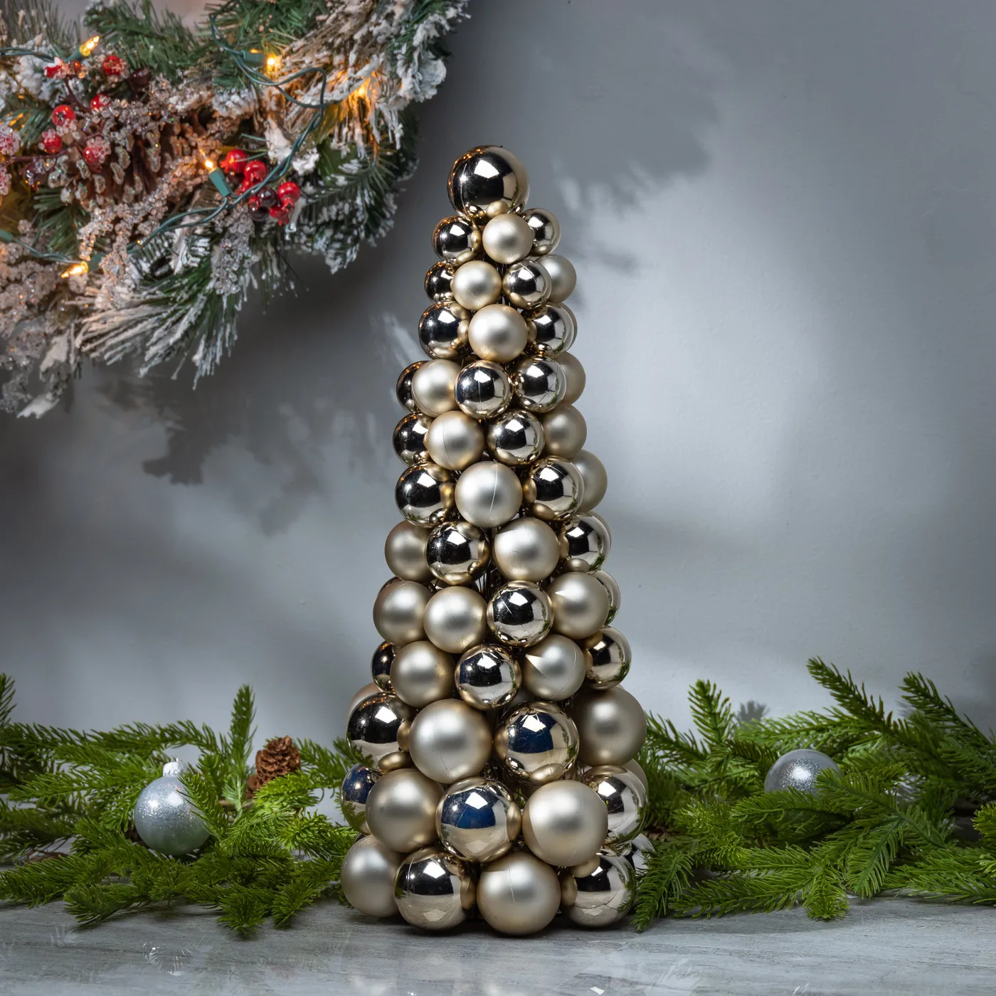 18 in Tall Gold Christmas Holiday Ornament Cone Tree Decor Elegant Holiday  Cone‎ Trees with