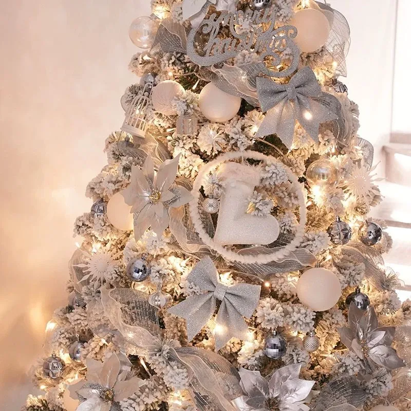 180cm-210cm White Christmas Tree Artificial with Full Set Decoration L