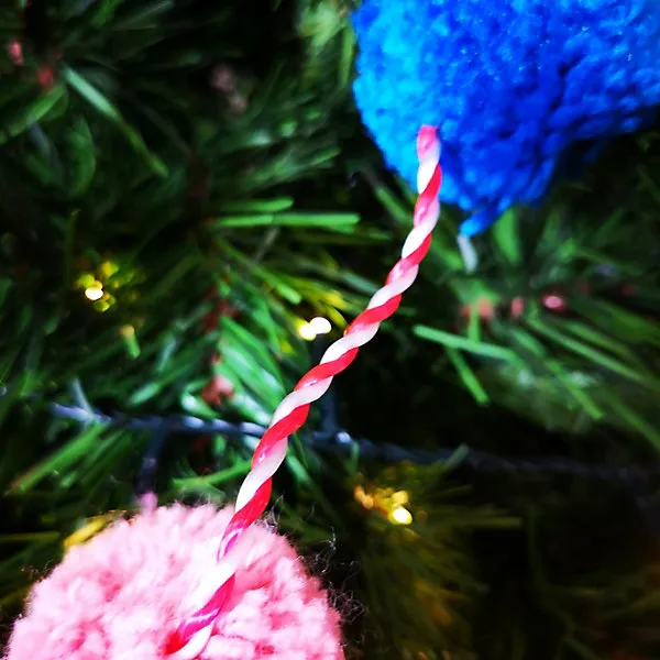 1.8m Woolly Pink Blue Green Red Yellow Christmas Tree Pom Pom Garland  Decoration