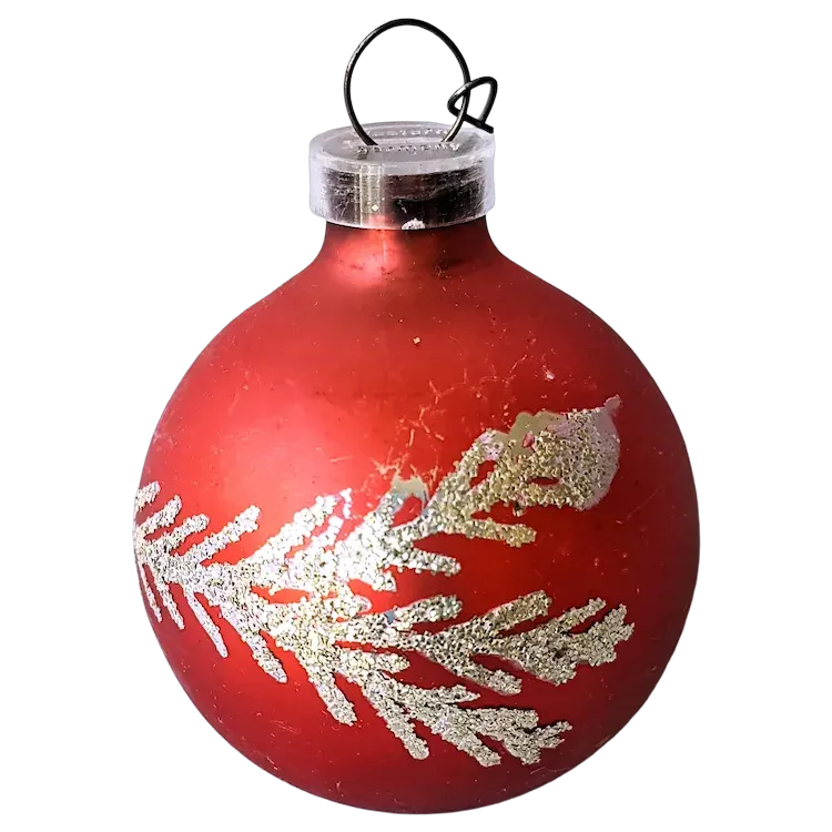 1960s EAMES Era Christmas Tree Glass Ornament, Lovely Red Color With . For Sale at Ruby Lane