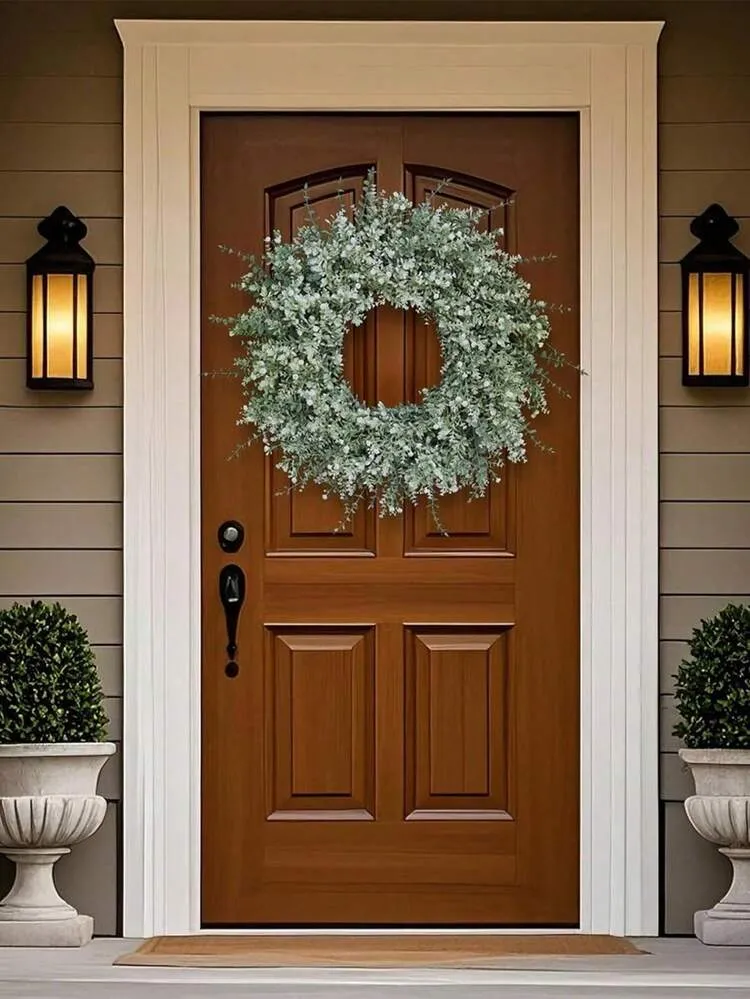 1pc 19' Eucalyptus Wreath, Artificial Floral Wreath With Lavender And  Baby's Breath, Farmhouse Style Decor, Suitable For Front Door Porch, All  Seasons | SHEIN USA