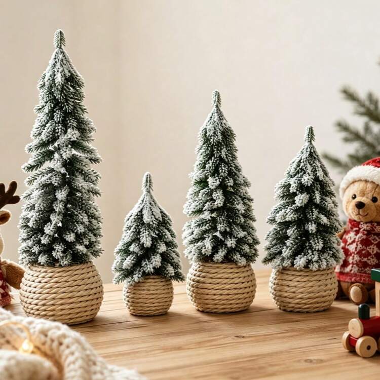 1PC Acrylic Flat Small Artificial Nordic Style Christmas Tree | Holiday  Tabletop Decor | Fluffy & Realistic | Winter Snow Scene Ornament | Add  Festive Atmosphere, Living Room Decoration, Christmas .
