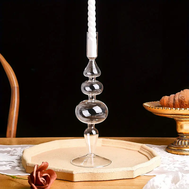 1pc creative minimalist glass candlestick home decor - Temu Qatar