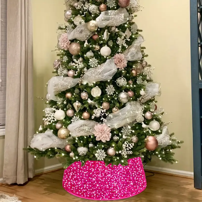 1pc hot pink christmas tree collar 24 inches sequin xmas - Temu New Zealand