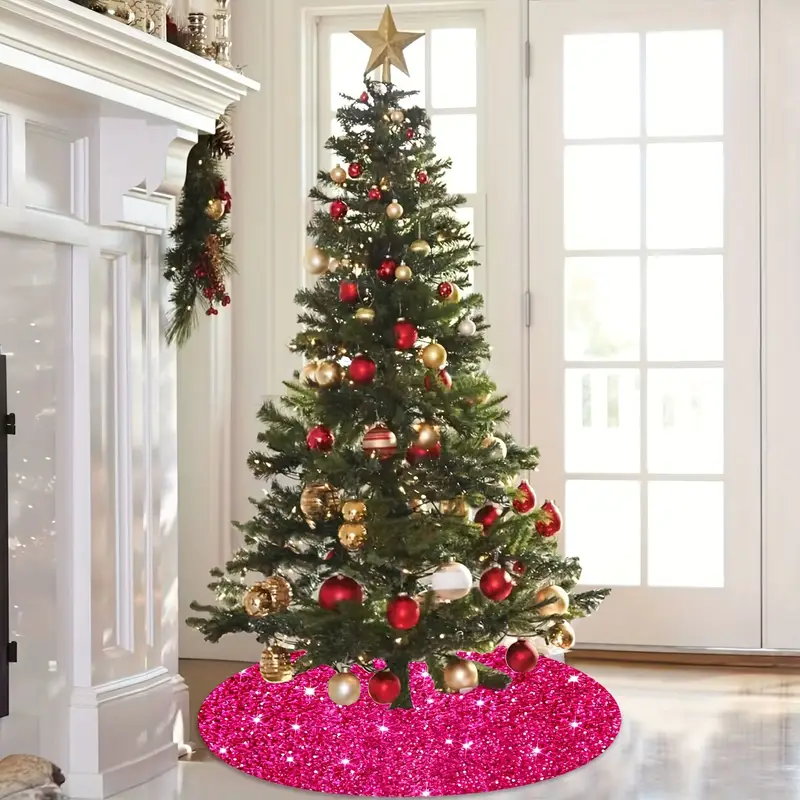 1pc hot pink christmas tree skirt classic fuchsia sequin - Temu United Kingdom