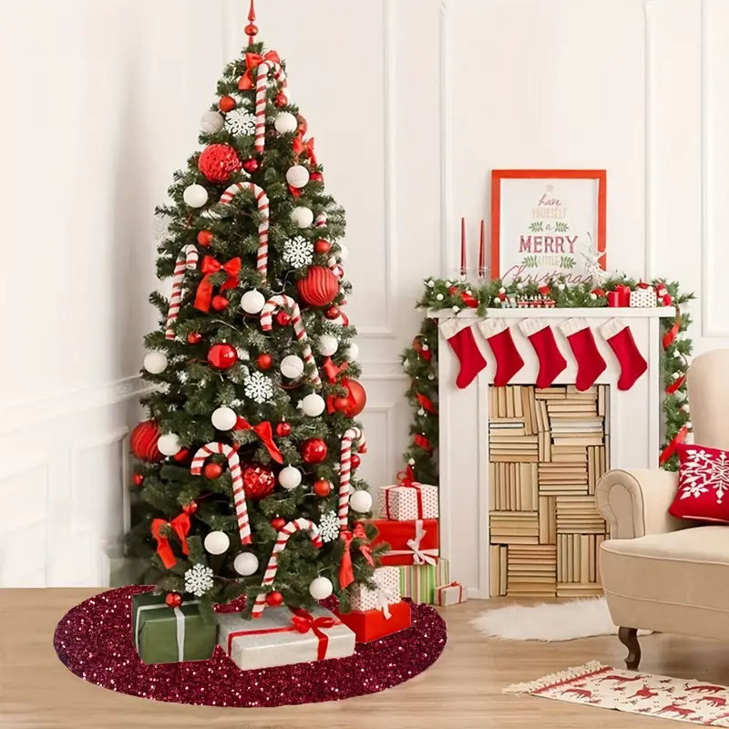 1pc maroon metallic velvet christmas tree skirts burgundy - Temu New Zealand