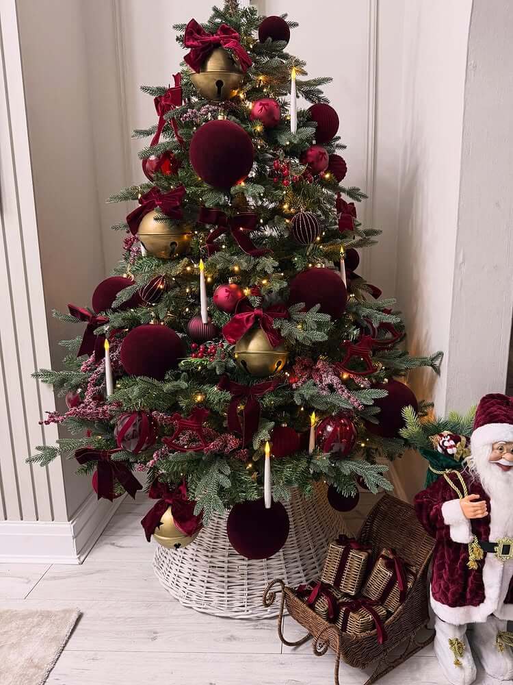 20+ Best Burgundy Christmas Tree Inspirations That are Timeless - Whimsical & Living