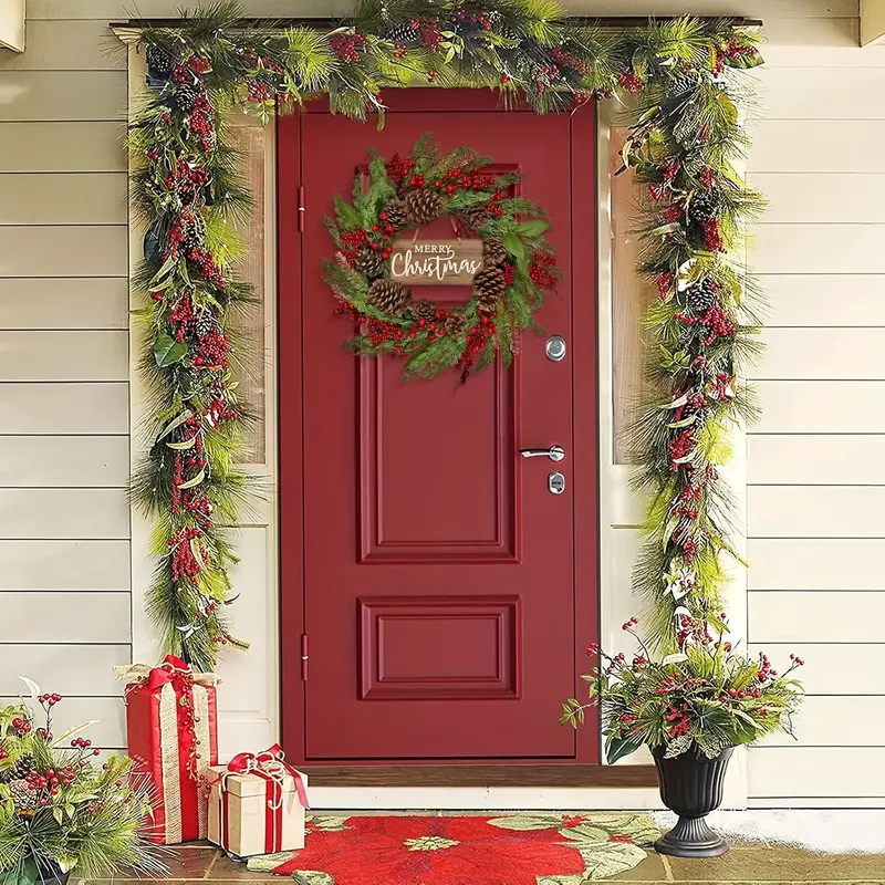 20 inch classic christmas wreath artificial pinecones - Temu Mauritius