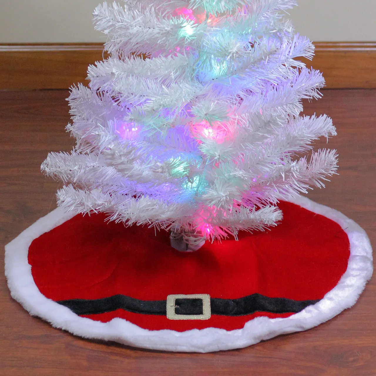 20' Traditional Red & White Santa Claus Belt Buckle Mini Christmas Tree Skirt | Christmas
