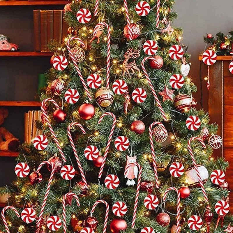 20pcs Christmas Candy Cane Hanging Ornament Red White Pinwheel Candy  Pendant Peppermint Candy Christmas Tree Decor Xmas | Shopee Malaysia