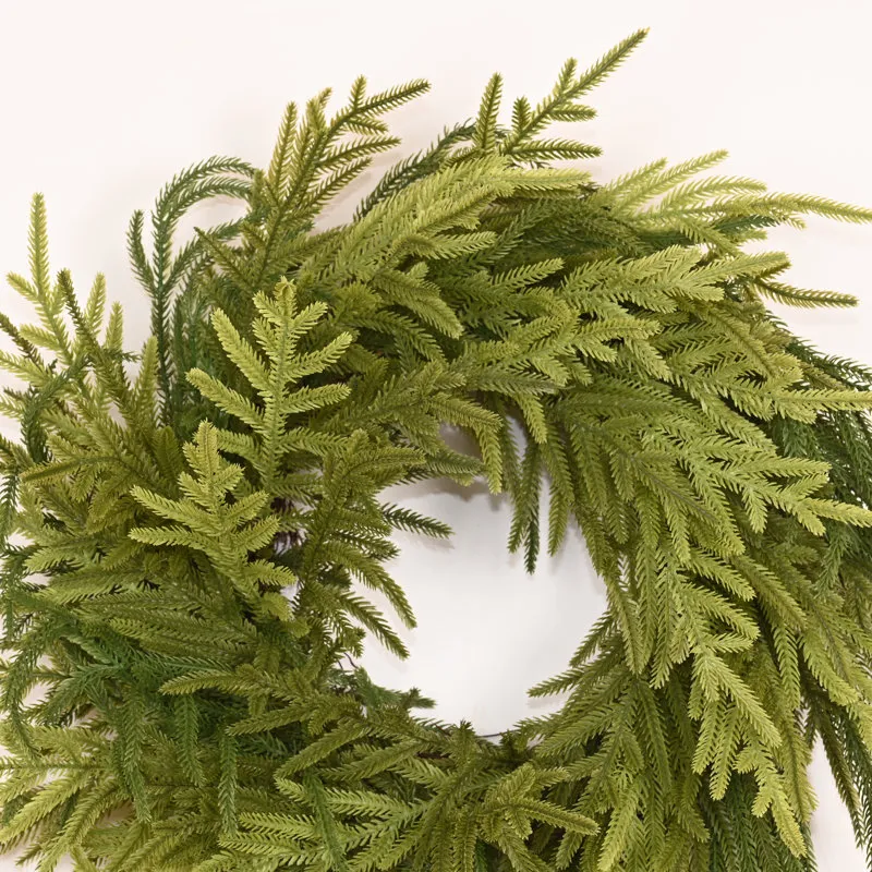 22' Artificial Farmhouse Thanksgiving Christmas Day Greenery Norfolk Island Pine Fall Winter Wreath For Front Door Size: 26' W x 26' H x 5' D