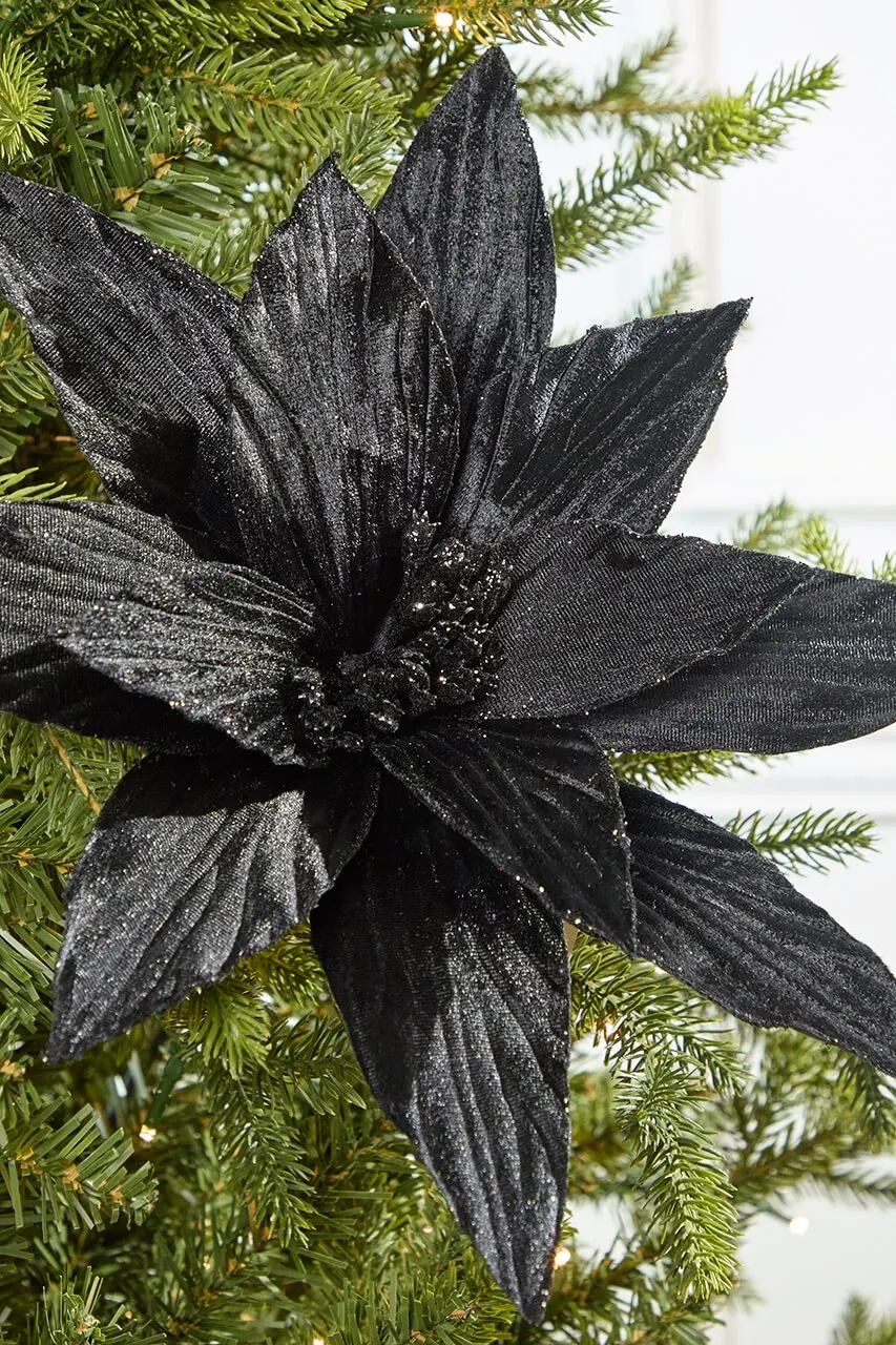 24' Black Velvet Poinsettia Stem - Decorator's Warehouse