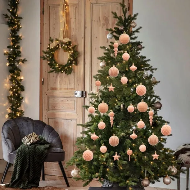 24-Piece Flocked Christmas Ball Set, Multicolor Flock Ornaments, Various  Styles for Christmas Tree Party Home Decor - Walmart.com